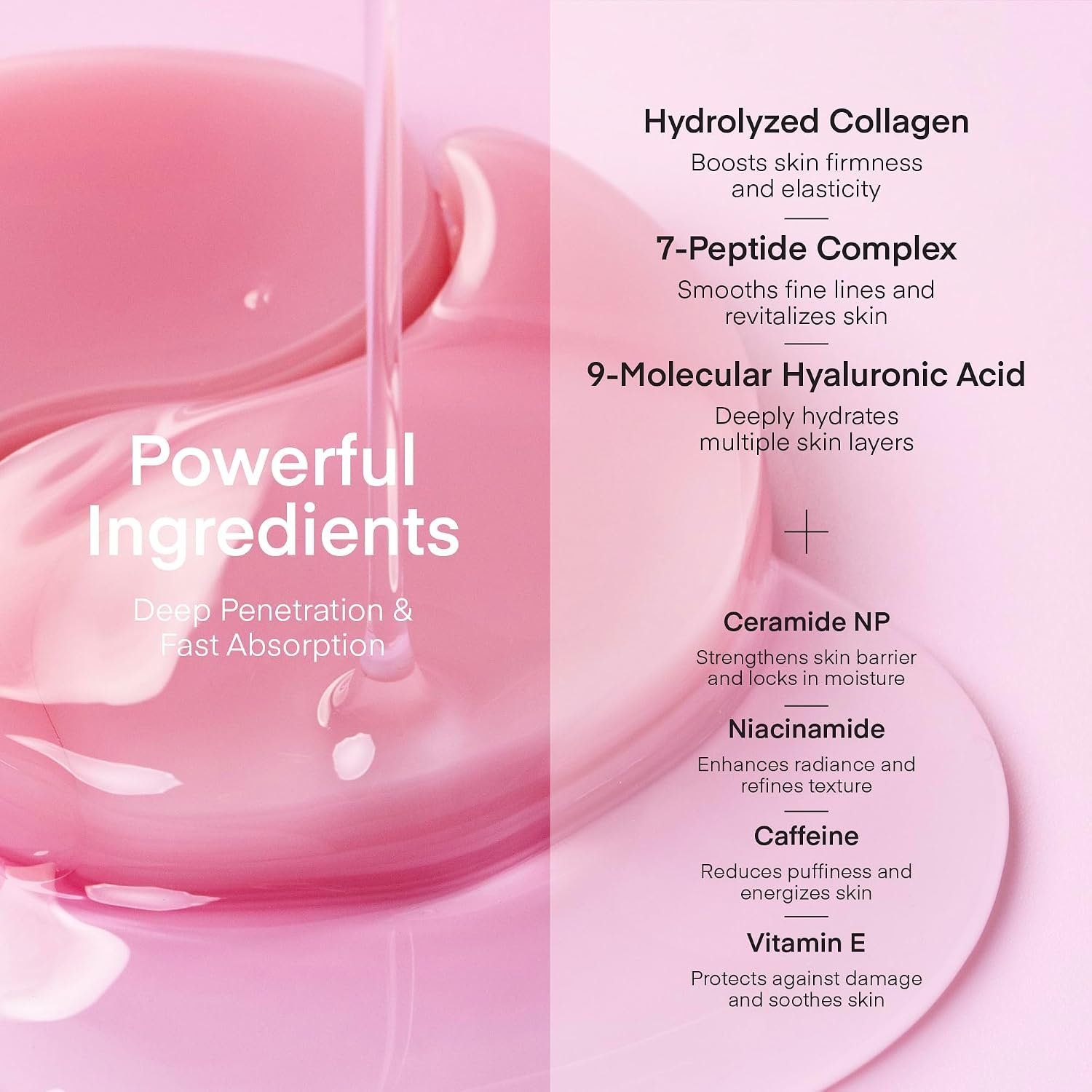 TEREZ & HONOR Peptide Collagen Under Eye Patches - 60 Korean Firming, Glowing & Hydrating Hydrogel Mask for Puffy Eyes, Dark Circles, Wrinkles, Fine Lines, Undereye Bags - Anti-Aging Eye Gel Pads - Image 8