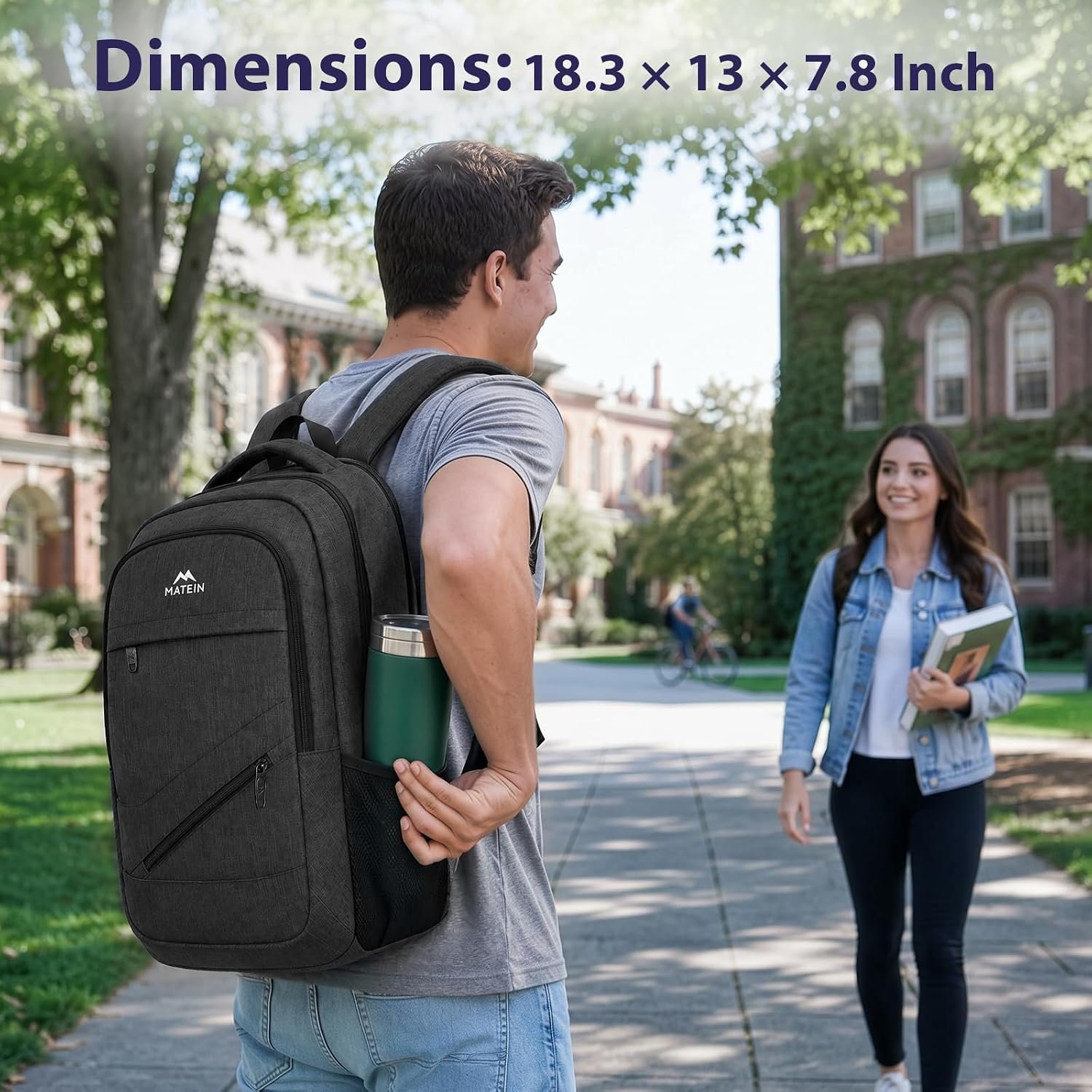 MATEIN Large Work Laptop Backpack, College School Computer Bookbag 17 Inch | TSA Laptop Compartment, Water Resistant Business Travel Backpack, Anti Theft Pocket, Graduation Gifts for Men Women, Black - Image 8