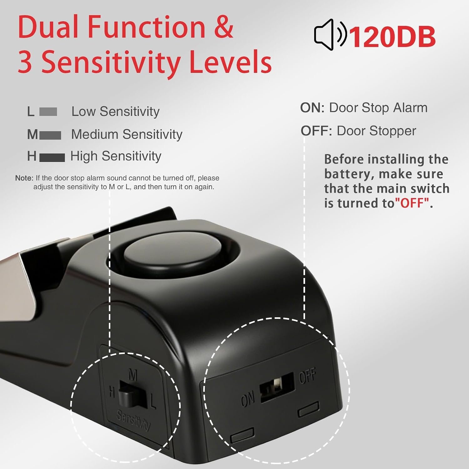 Portable Door Lock & Door Stop Alarm Set, Dual Protection Home Security Door Kit, Travel Hotel Lock Devices Pocket Self Defensey Tools for Traveling Hotel Home Apartment,Red - Image 3