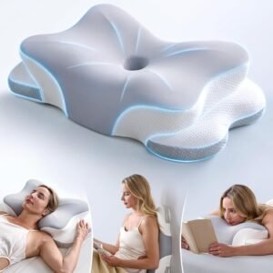 Ultra Pain Relief Cervical Neck Pillow for Sleeping, 5X Support Ergonomic Contour Pillow for Deep Sleep, Cooling Memory Foam Pillows for Adults, Orthopedic Bed Pillow for Side Back, Stomach Sleepers