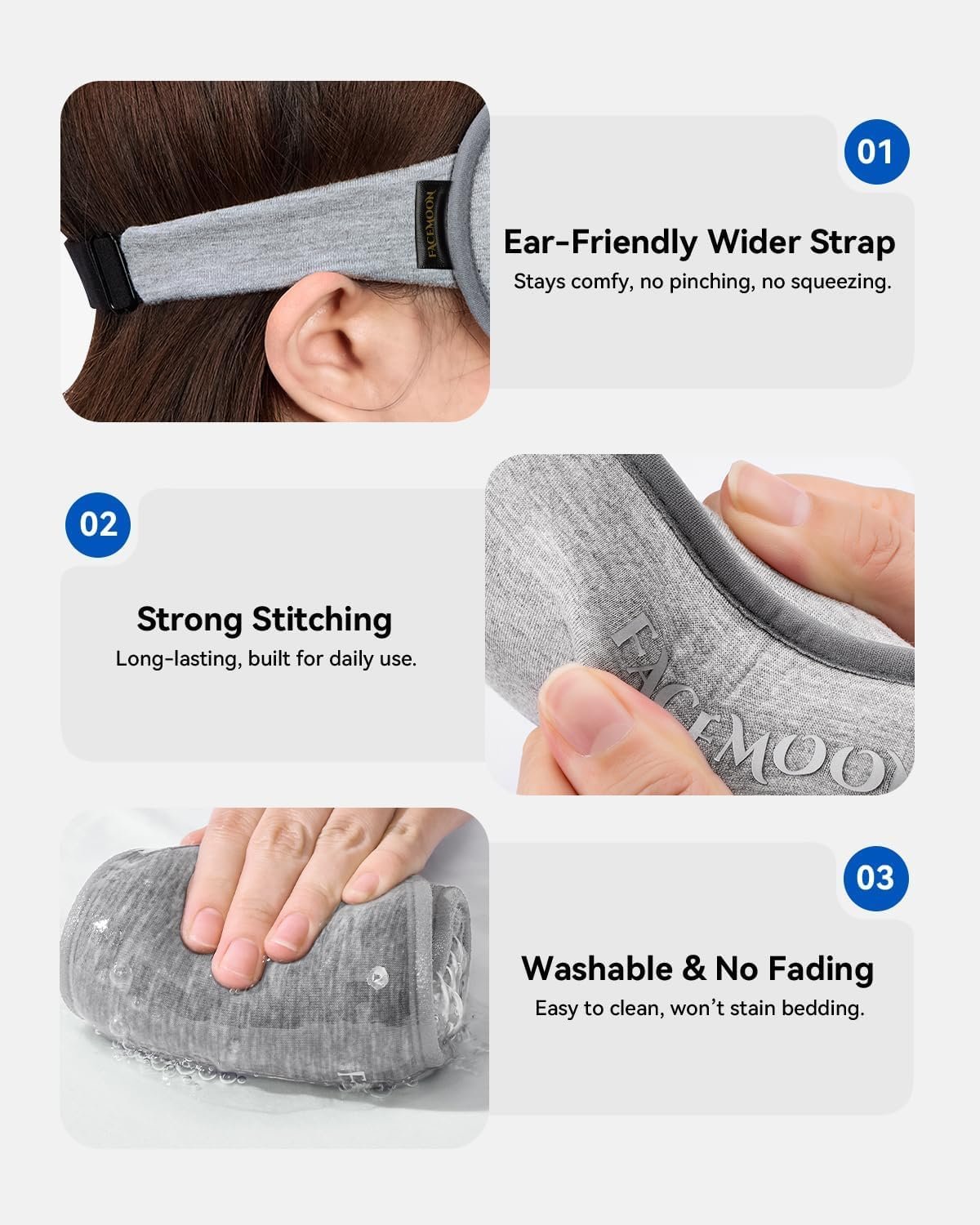 3D Blackout Weighted Eye Mask for Sleep, Airplane Travel Essential | Long flights, road trips, gentle weighted comfort, deep cups, lash-friendly, adjustable strap, daytime naps for men & women - Image 5