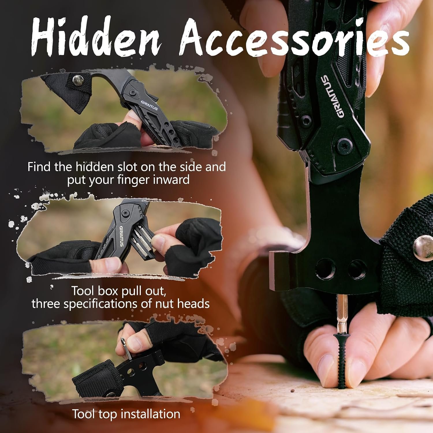16 in 1 Multitool Camping Survival Gear with Axe Saw Pliers Whistle Hammer | Camping Accessories with Screwdrivers Bottle Opener Multitool-Knife and Gifts for Men Dad Husband Birthday Gifts - Image 4