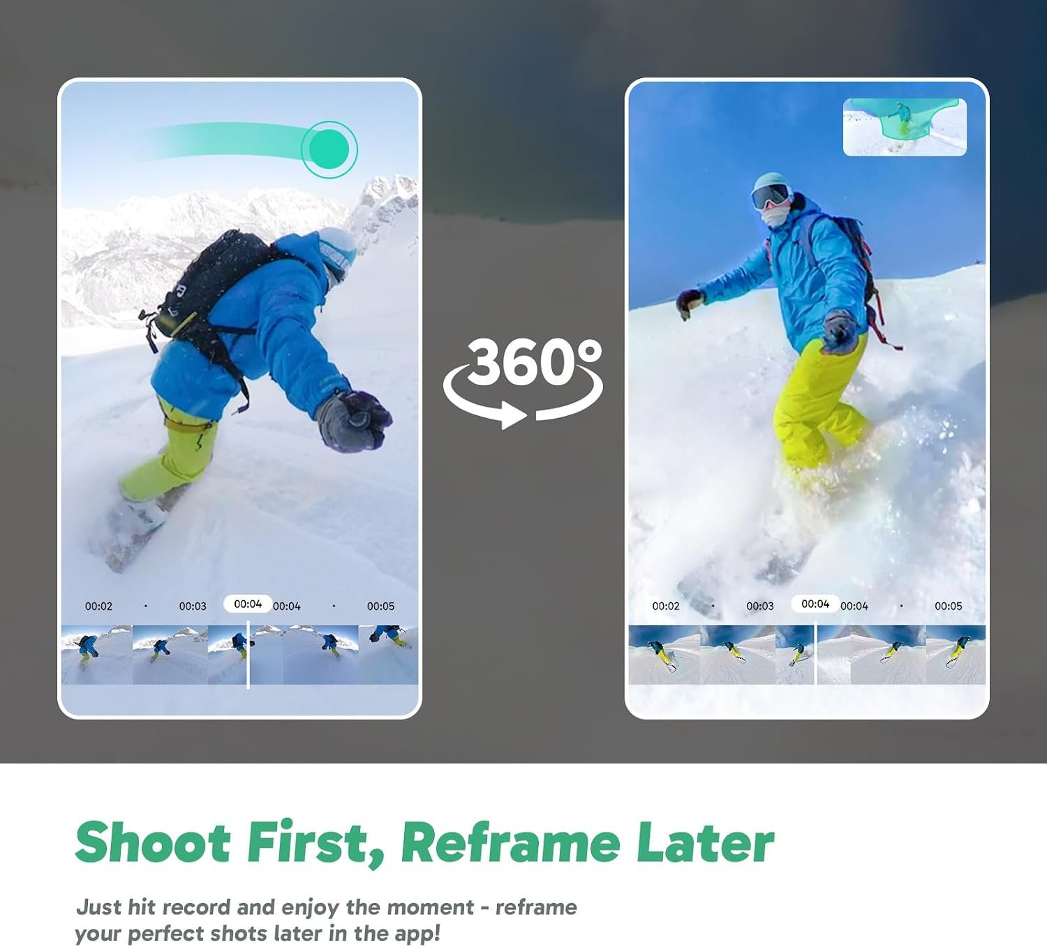 AKASO 360 Action Camera Creator Combo- 5.7K 360 Video with 1/2" 48MP Sensors, 72MP 360 Photo, 360-SuperSmooth, Touchscreen, Invisible Selfie Stick, 360° Horizon Lock, AI Tracking - Image 8
