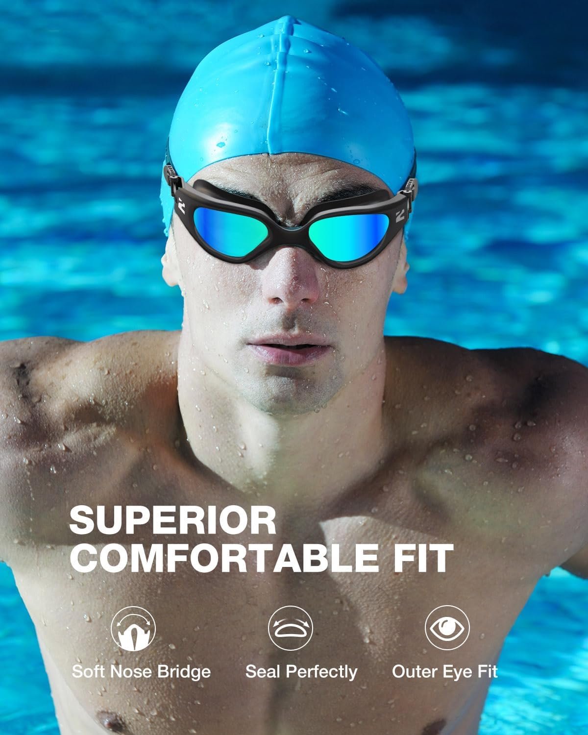 ZIONOR G1 Air Swim Goggles Adult, Polarized for Outdoor, Open Water | Pro UV Protection, Wide Vision, Reduce Water Glare - Image 4