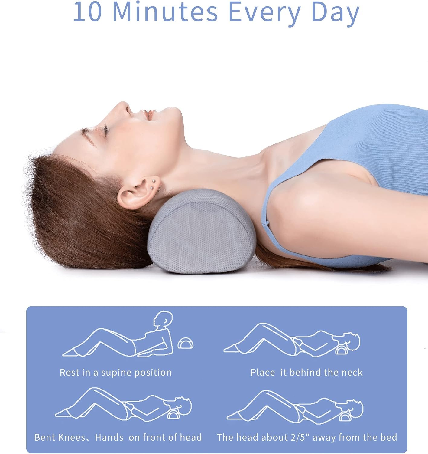 Bespilow Small Neck Roll Pillow for Sleeping, Neck Pillows for Pain Relief | Travel Cervical Support Pillow for Bed Sleep, Round Contour Memory Foam Bolster for Back Sleepers, Breathable Cover, Odorless - Image 4