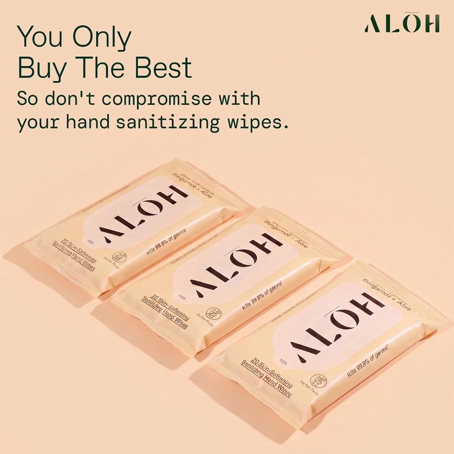 ALŌH Sweet Orange Bergamot + Aloe Hand Sanitizer Wipes, Travel Size | Clean Hands, Clear Mind, On The Go for Kids and Adults | Alcohol Free, Moisturizing, Scented | 3 Pack 20ct Wipes (60 wipes) - Image 8