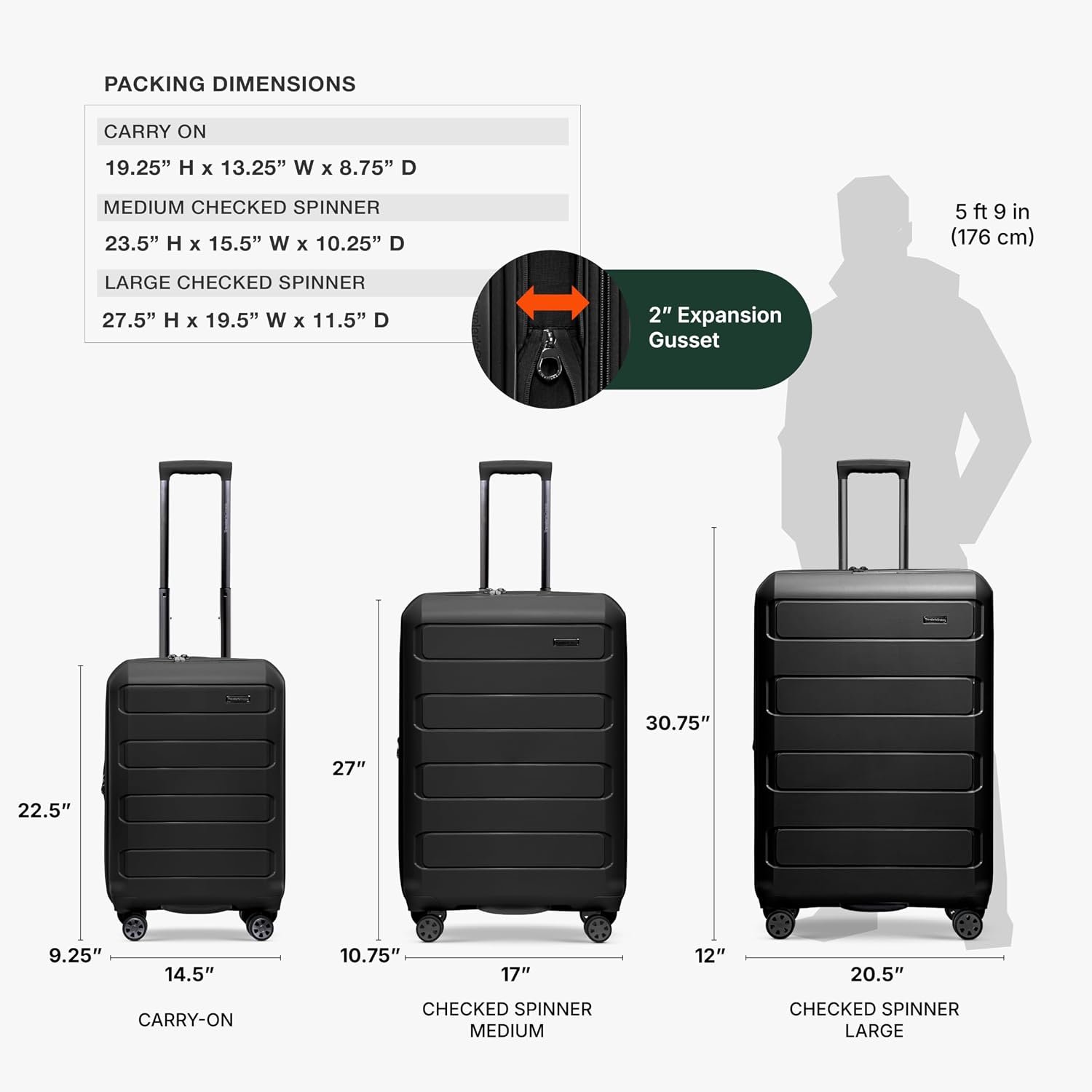 Traveler's Choice Pagosa Hardshell Expandable Luggage with Spinner Wheels, Black, 30-Inch Large - Image 3