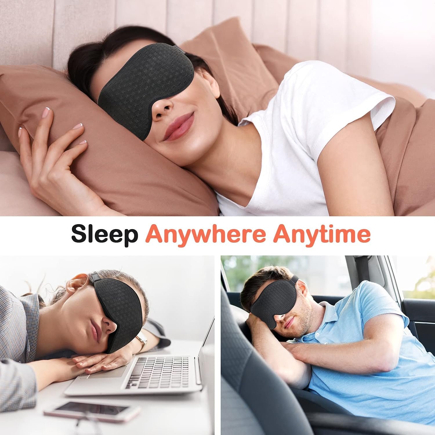 Sleep Mask for Side Sleeper, 3D Zero-Pressure, 100% Blackout, Nap | Ice Silk Lining, Ultra Soft Eye Mask For Sleeping, Breathable Blindfold, Sleep Mask For Men Gifts/Travel Essentials, Black - Image 7