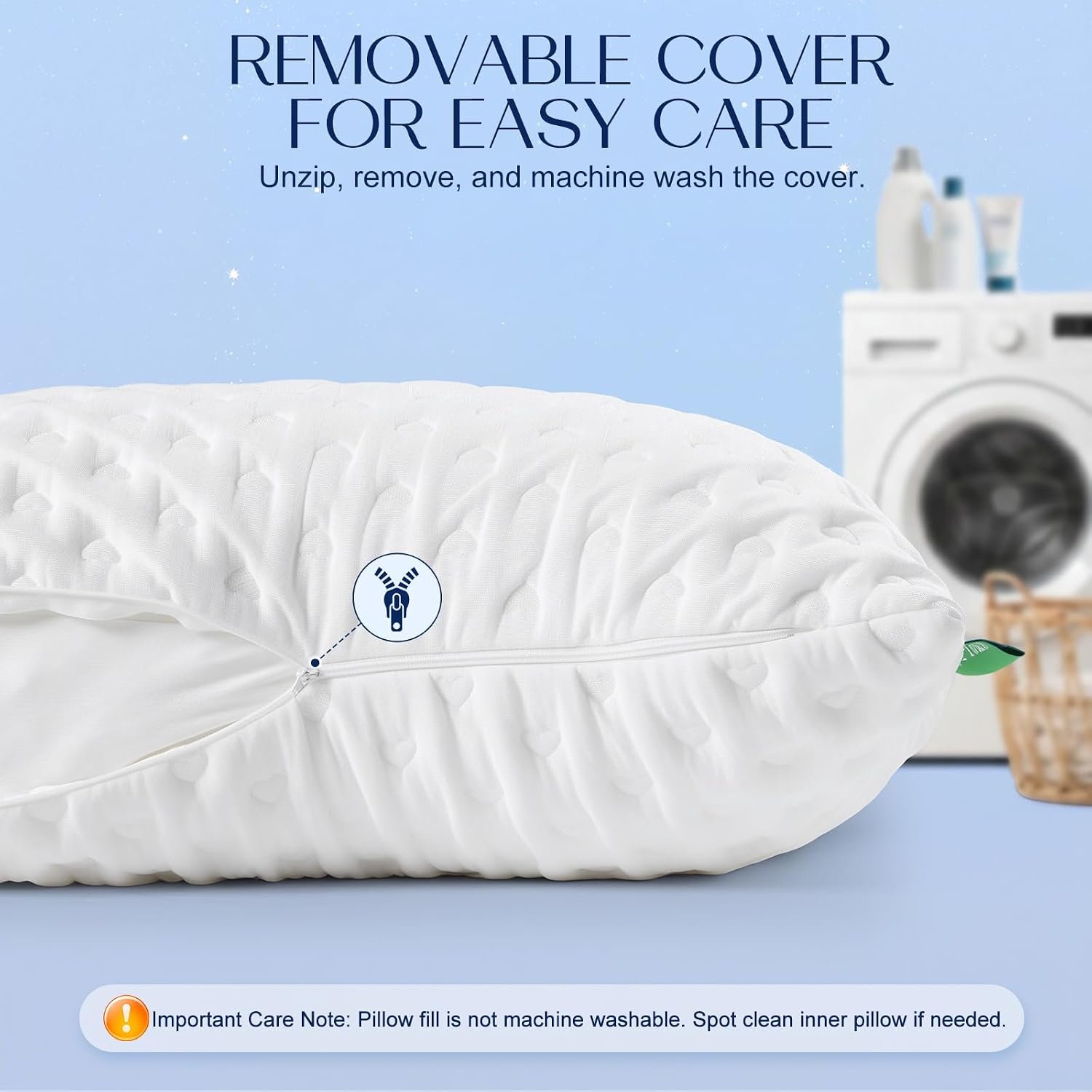 Side Sleeper Pillows for Neck & Shoulder Comfort - Ergonomic Curved Crescent Design, Adjustable Shredded Memory Foam, Cooling & Soft Cover, Extra Fill Included, Queen Size - Image 9