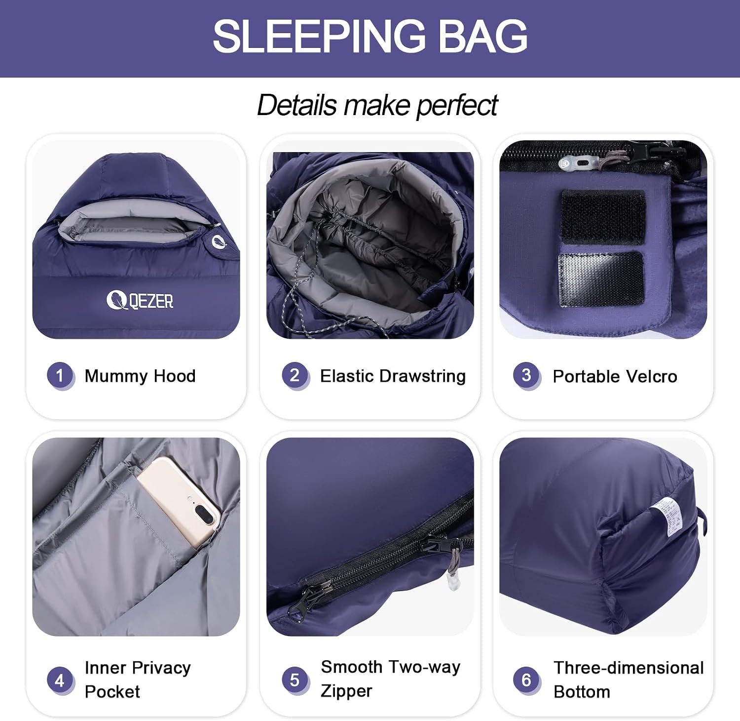 Down Mummy Sleeping Bag for Adults, 600 Fill Power Backpacking | 0°F 10°F 15°F 20°F,Cold and Warm Weather Use, Down, Lightweight Compact Carry, Camping Hiking Backpacking - Image 4