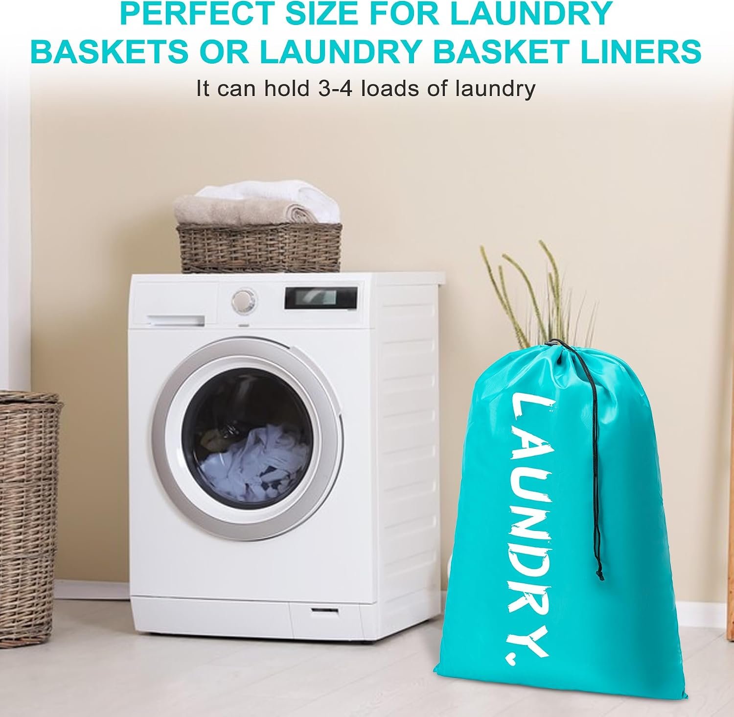 2 Pack XL Travel Laundry Bag, Machine Washable Dirty Clothes Organizer with Drawstring,Large Enough to Hold 4 Loads of Laundry, Easy Fit a Laundry Hamper or Basket Travel Essentials 24" x 36" | Ultra Large Capacity - Image 6