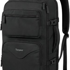 Taygeer Mochila De Viaje Para Hombre, TSA Travel Laptop Backpack for Men | Carry on Bag, Fits 15.6 Inch Laptop, Shoe Pouch, Water Bottle Pocket, Travel Gift for Men Business Work Black