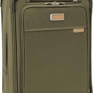 Briggs & Riley Essential 22" Carry On Expandable Spinner - Luggage for Travel, Suitcases with Wheels, Softside Rolling Bag for Men & Women, Self-Repairing Zipper - Baseline Collection, Olive