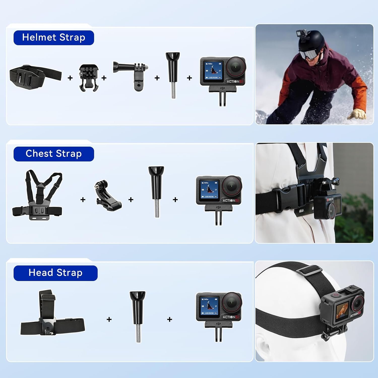 DJI Osmo Action 4 Waterproof Action Camera Bundle, 1/1.3" Sensor | 4K/120fps Video, Stunning Low-Light Imaging, Original Standard Combo + 58 Piece Accessory Kit + Extra 64GB Card - Image 4