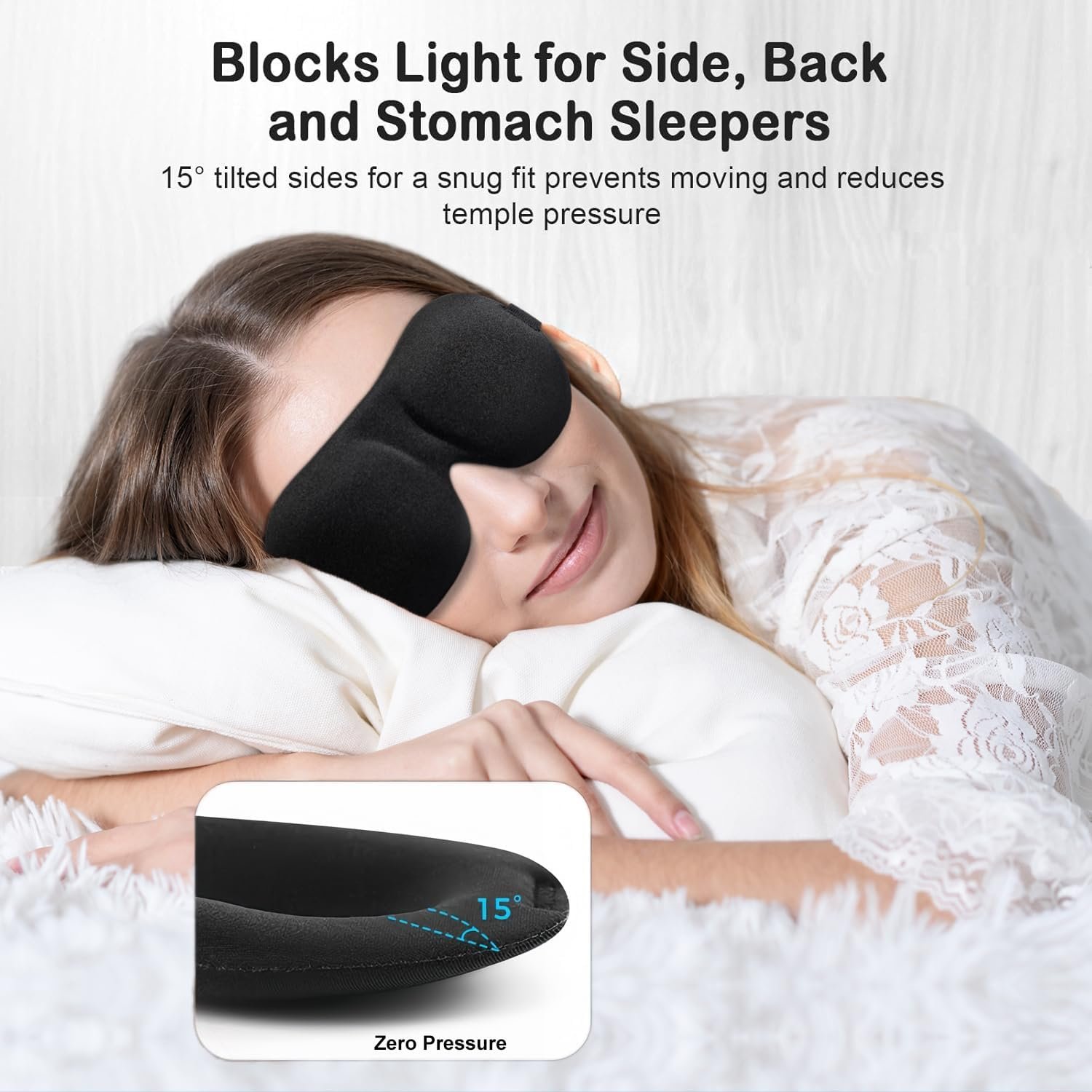 YIVIEW Sleep Mask for Back and Side Sleeper 3 Pack, 100% Blackout Eye Mask | 3D Zero Eye Pressure, Night Blindfold for Women Men, Lightweight & Breathable Soft Sleeping Eye Cover, Travel Nap Essentials - Image 3