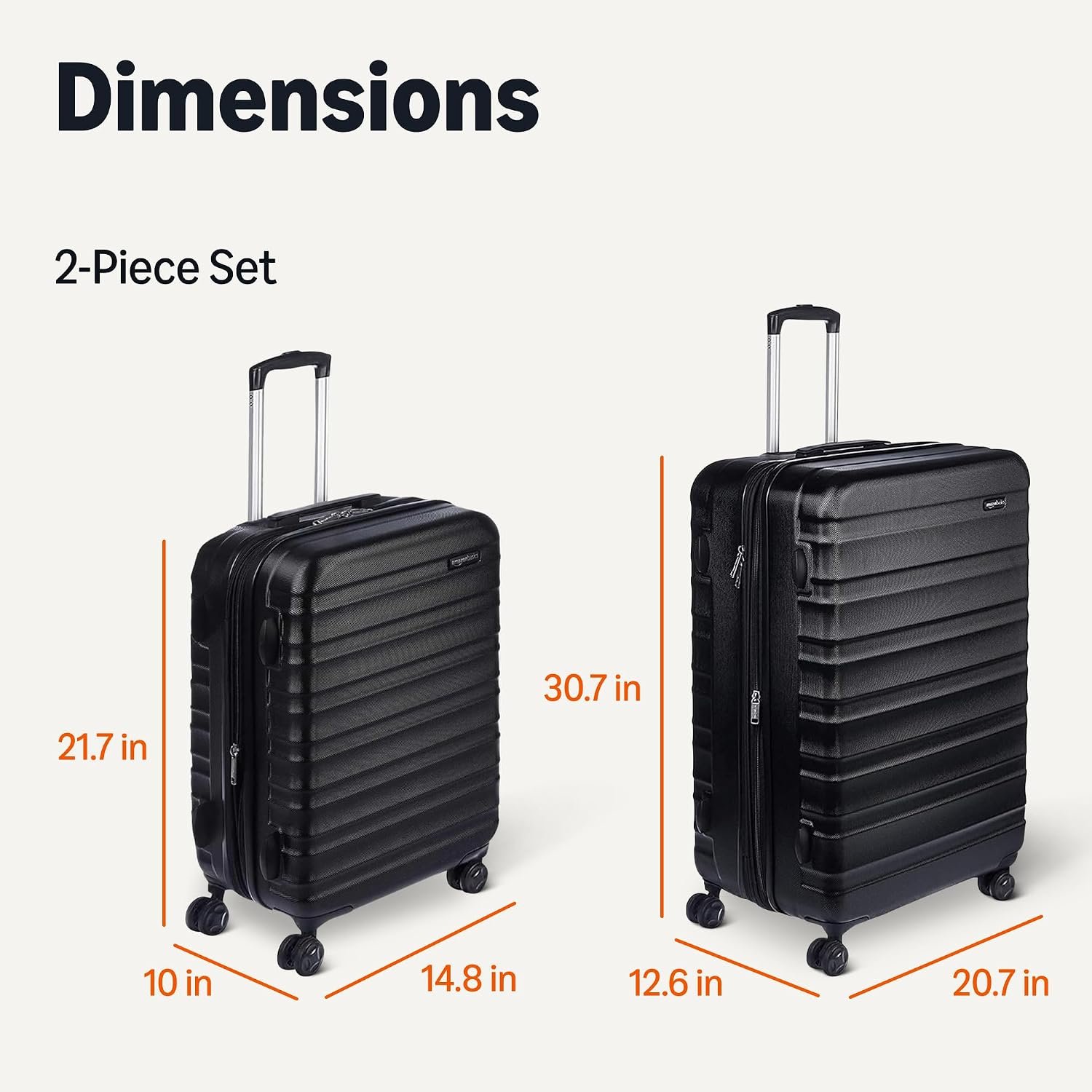 Amazon Basics 2-Piece Hardside Luggage Set (21" Carry-on, 30"), Expandable Suitcases with Spinner Wheels, Scratch-Resistant Surface, Black - Image 6