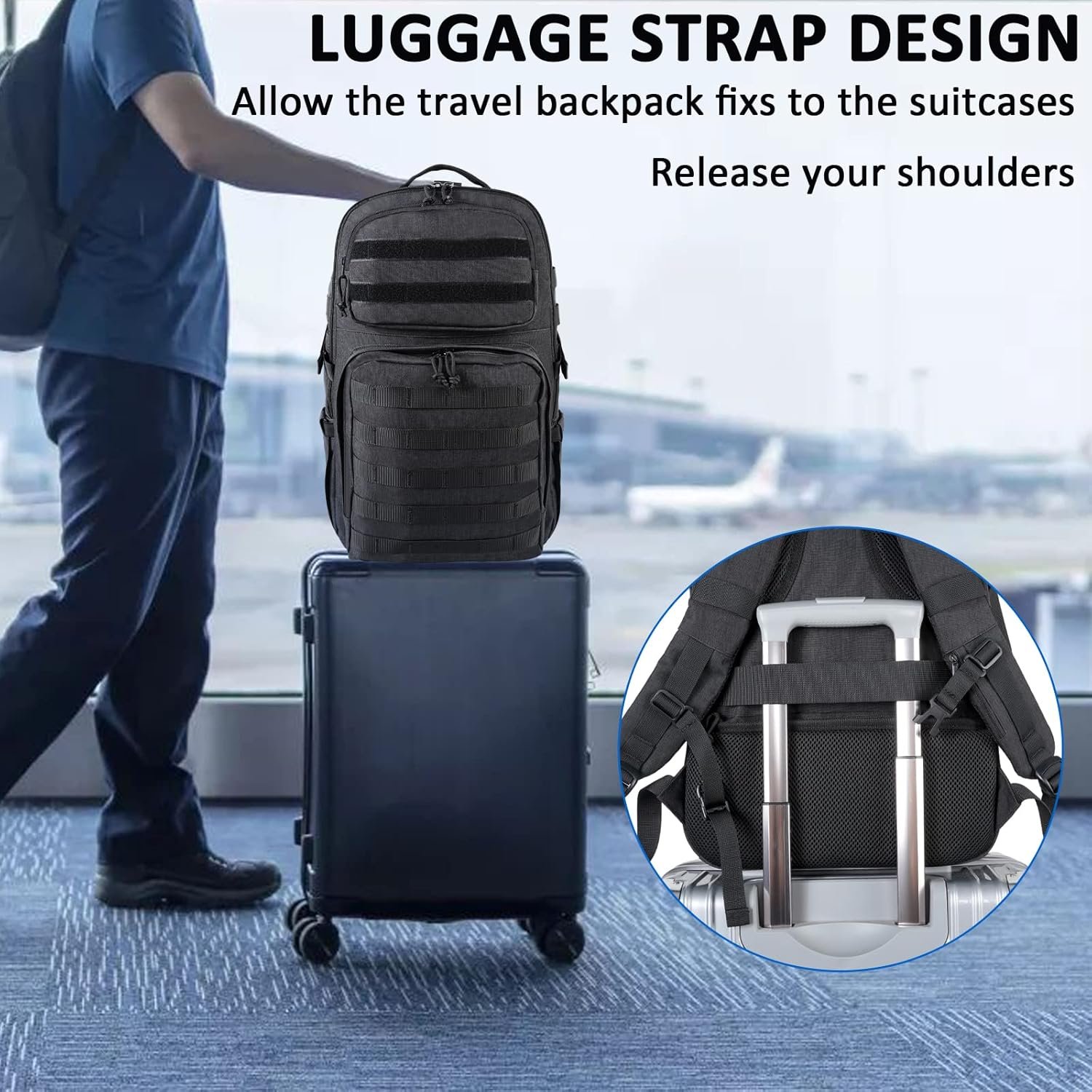 MATEIN 17 Inch Laptop Backpack, Large TSA Tactical Backpack for Men | Military MOLLE System, Water Resistant Computer Bag, Laptop Compartment, Work Organizer Pocket, For Carry on Travel - Image 7