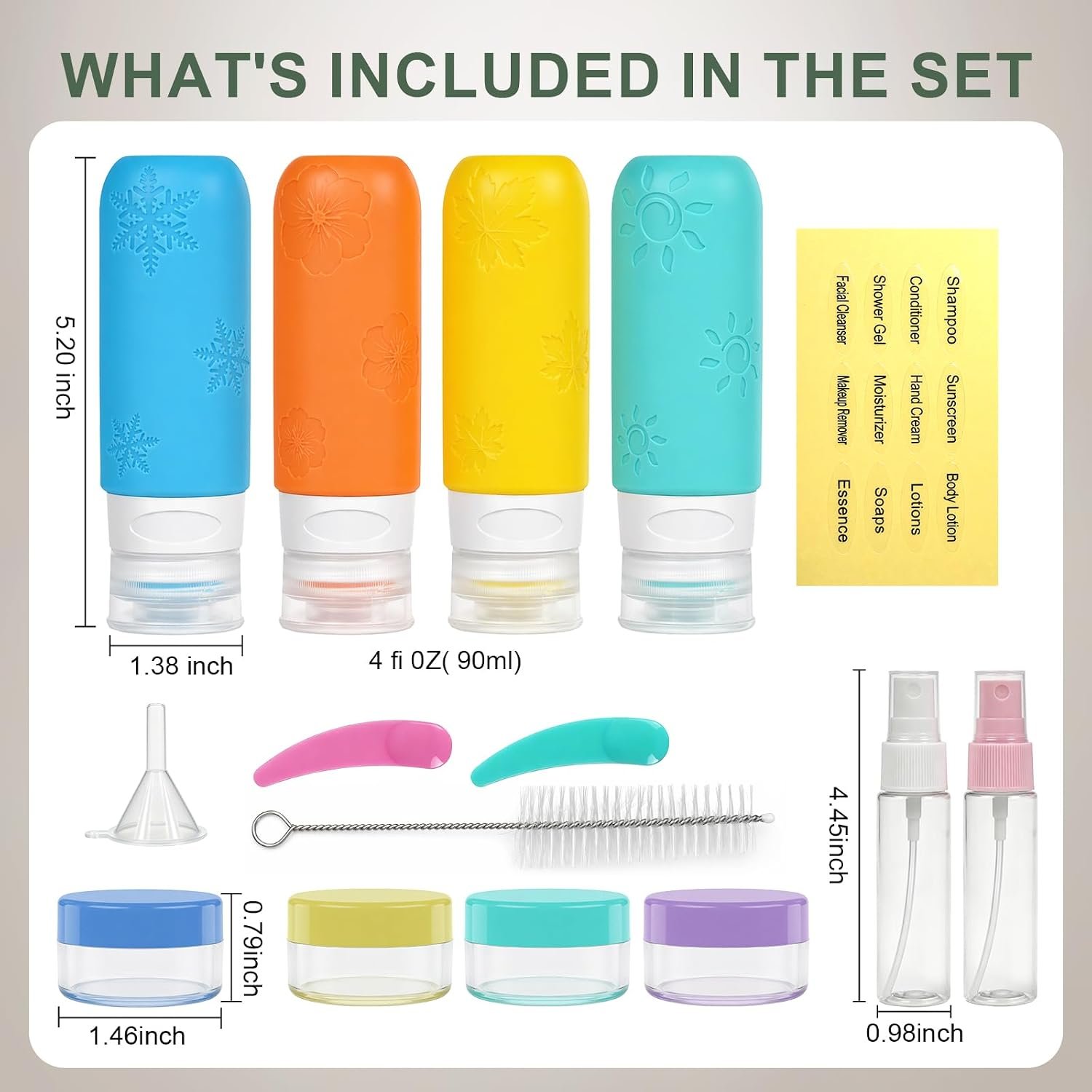 16 Pack Travel Bottles for Toiletries, Silicone TSA Approved-Containers for Toiletries, 3oz Silicone Travel Bottles Set Leak Proof Refillable Liquid, Shampoo and Conditioner Travel Toiletry Bottles - Image 2
