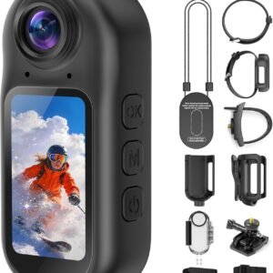 4K Mini Body Camera with Audio and Video Recording, Tiny Magnetic Action Camera with 1.5" Screen, 6‑Axis EIS, WiFi + Bluetooth, Portable Clip On Wearable POV Camera for Motorcycle Helmet, Sports, Pet