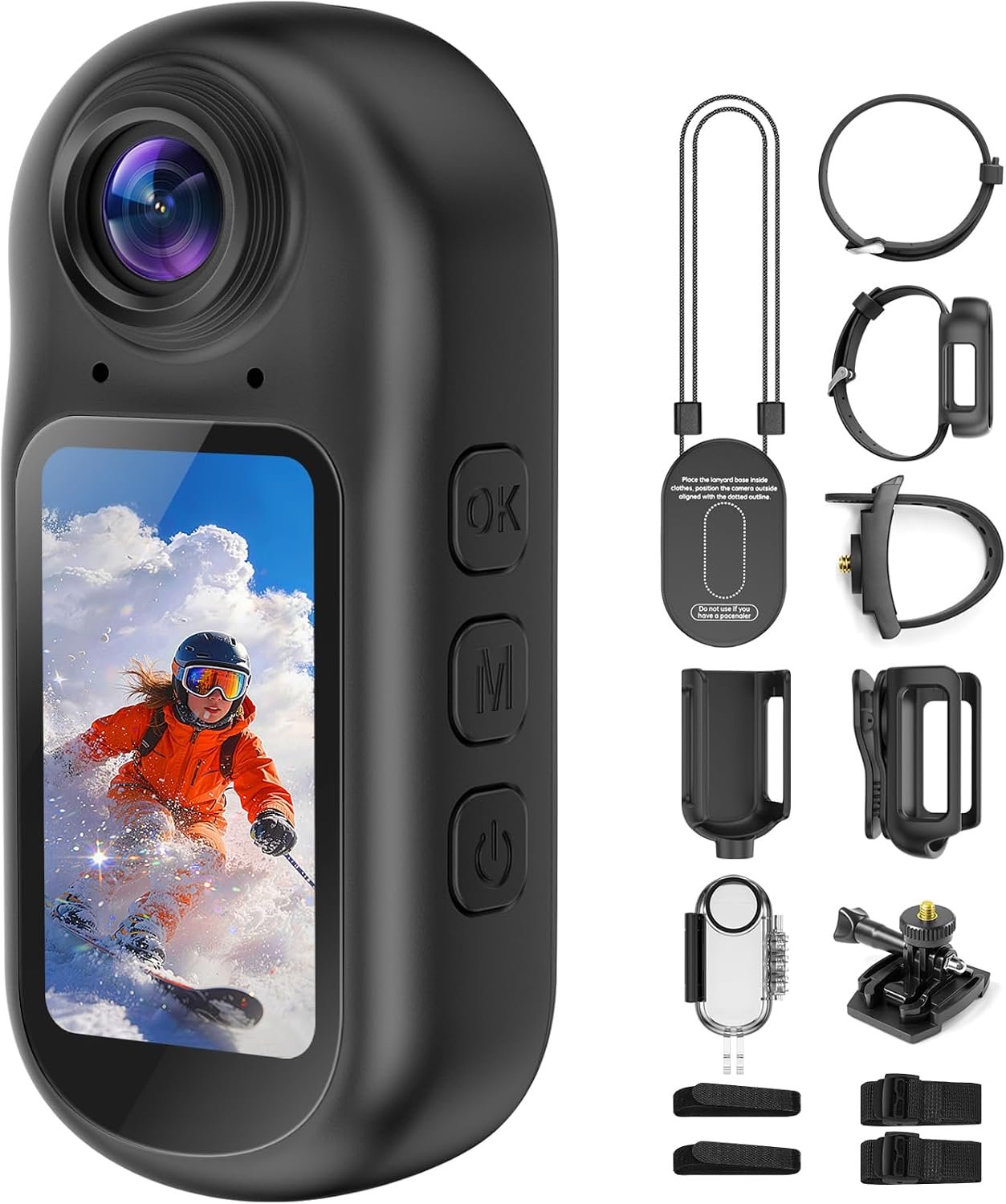4K Mini Body Camera with Audio and Video Recording, Tiny Magnetic Action Camera with 1.5" Screen, 6‑Axis EIS, WiFi + Bluetooth, Portable Clip On Wearable POV Camera for Motorcycle Helmet, Sports, Pet