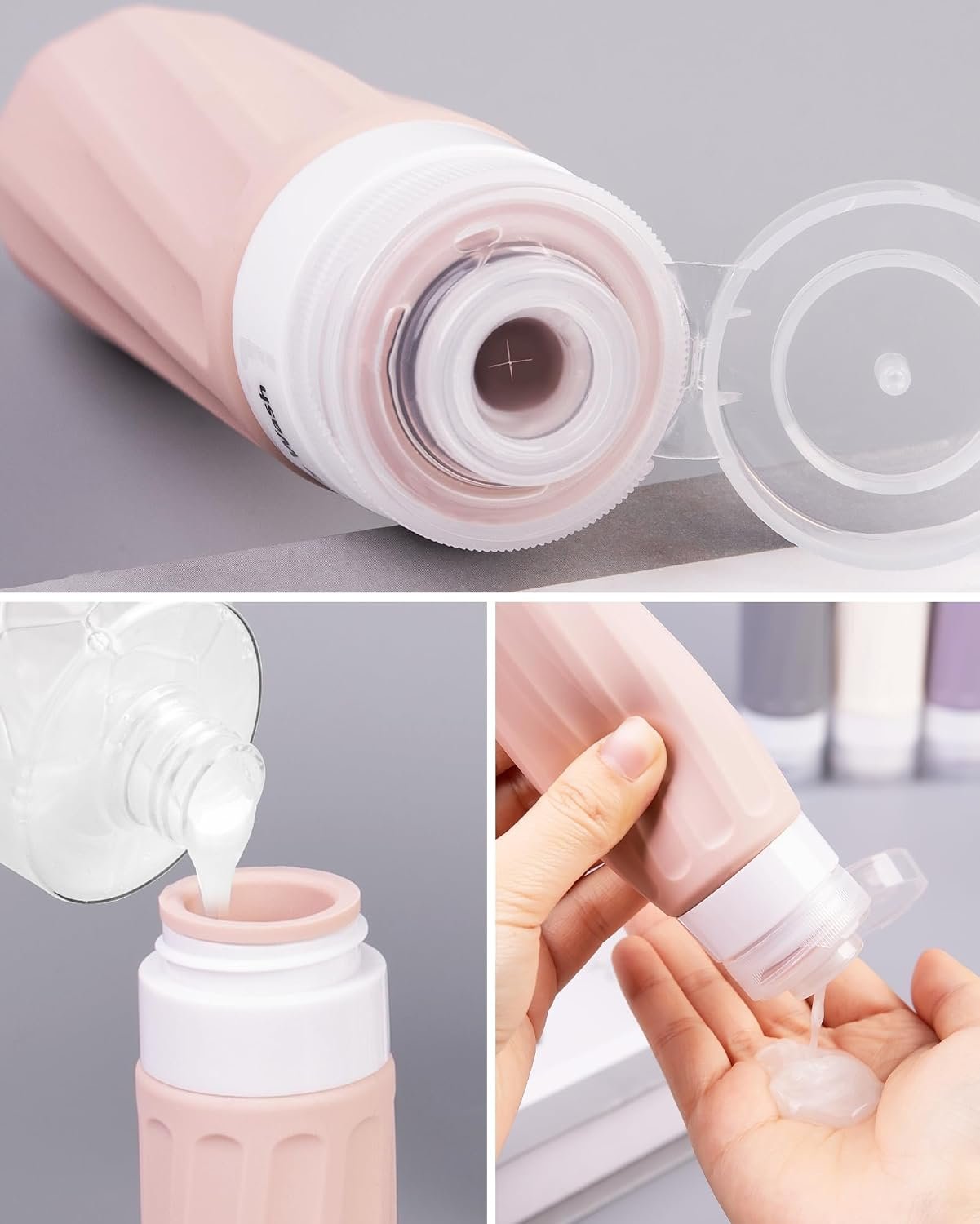 Mrsdry Travel Bottles for Toiletries 8 Pack, Travel Size Toiletries, Tsa Approved Travel Size Containers 3oz, with Travel Essentials Clear Bag, Leak Proof Silicone Squeezable Creams Jars - Image 2