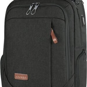 KROSER Laptop Backpack Computer Backpack 17.3 Inch for Men-Charcoal Black | Laptop with USB Charging Port Water-Repellent Travel Large Backpack Casual Daypack Business/College/Women