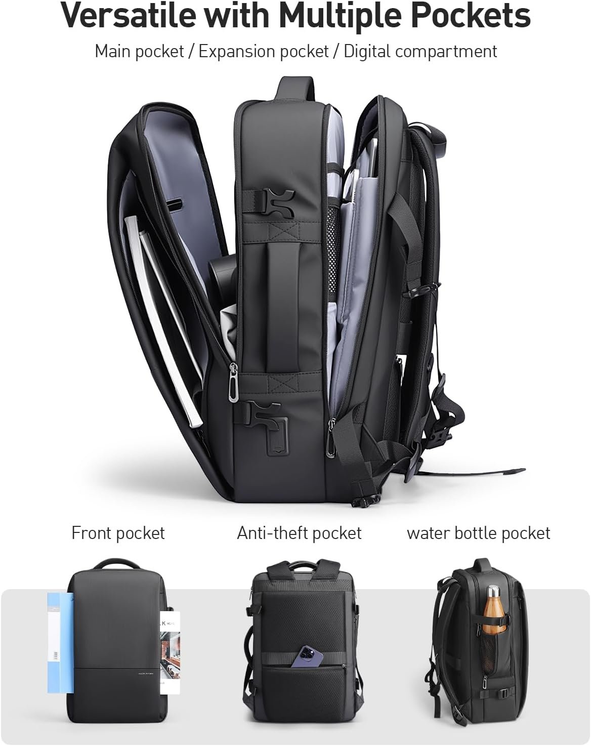 MARK RYDEN Business Backpack for Men, 30L Waterproof Laptop Backpack | 17.3 Inch Professional Work Backpack with USB Charging Port, Anti-Theft Travel Backpack for Office, College & Daily Commuting - Image 3