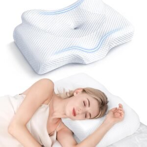 Cervical Pillow for Neck Pain Relief, Hollow Design Odorless Memory Foam Pillows with Cooling Case, Adjustable Orthopedic Bed Pillow for Sleeping, Support for Side Back Sleepers