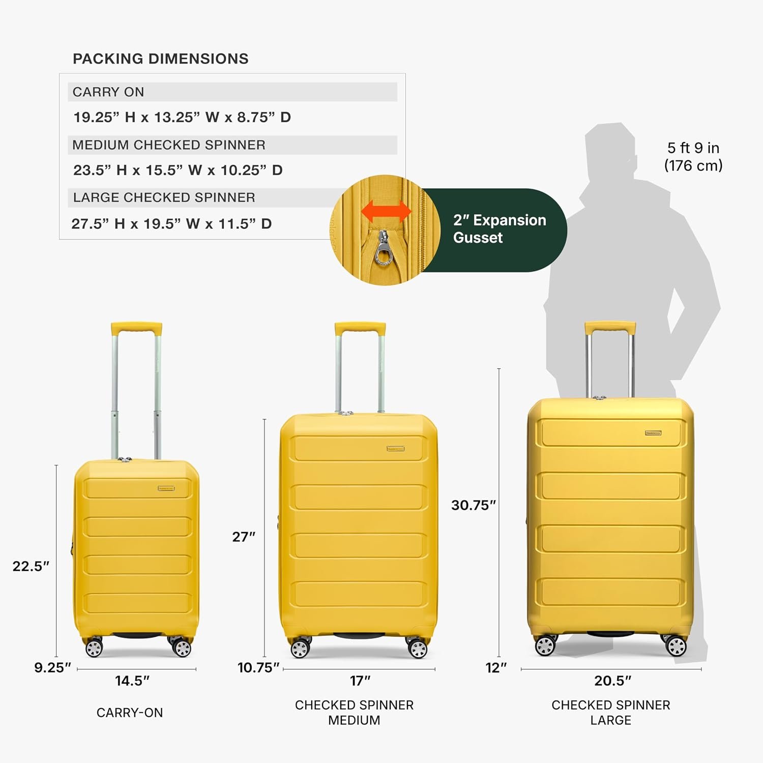 Traveler's Choice Pagosa Hardshell Expandable Luggage with Spinner Wheels, Yellow, 27-Inch Medium - Image 4