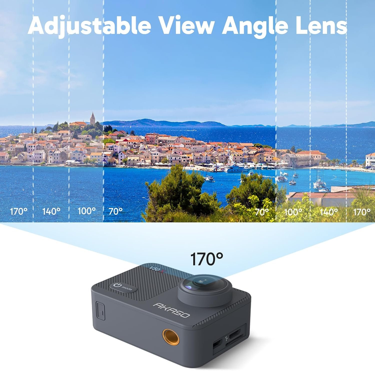 AKASO V50X Native 4K30fps WiFi Action Camera with EIS Touch Screen 4X Zoom 131 feet Waterproof Camera Support External Mic Remote Control with Helmet Accessories (with 128GB MicroSD Card) | EIS, WiFi, Touch Screen, 4X Zoom 131ft Waterproof Camera, Remote Control, Support External Mic, with Helmet Accessories - Image 5