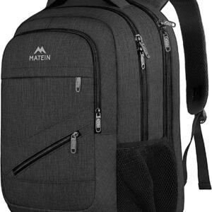 MATEIN Large Work Laptop Backpack, College School Computer Bookbag 17 Inch | TSA Laptop Compartment, Water Resistant Business Travel Backpack, Anti Theft Pocket, Graduation Gifts for Men Women, Black