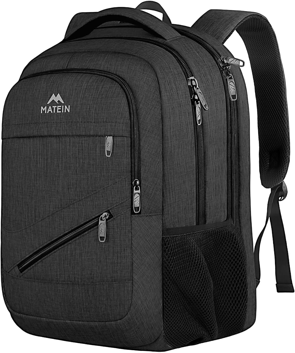 MATEIN Large Work Laptop Backpack, College School Computer Bookbag 17 Inch | TSA Laptop Compartment, Water Resistant Business Travel Backpack, Anti Theft Pocket, Graduation Gifts for Men Women, Black