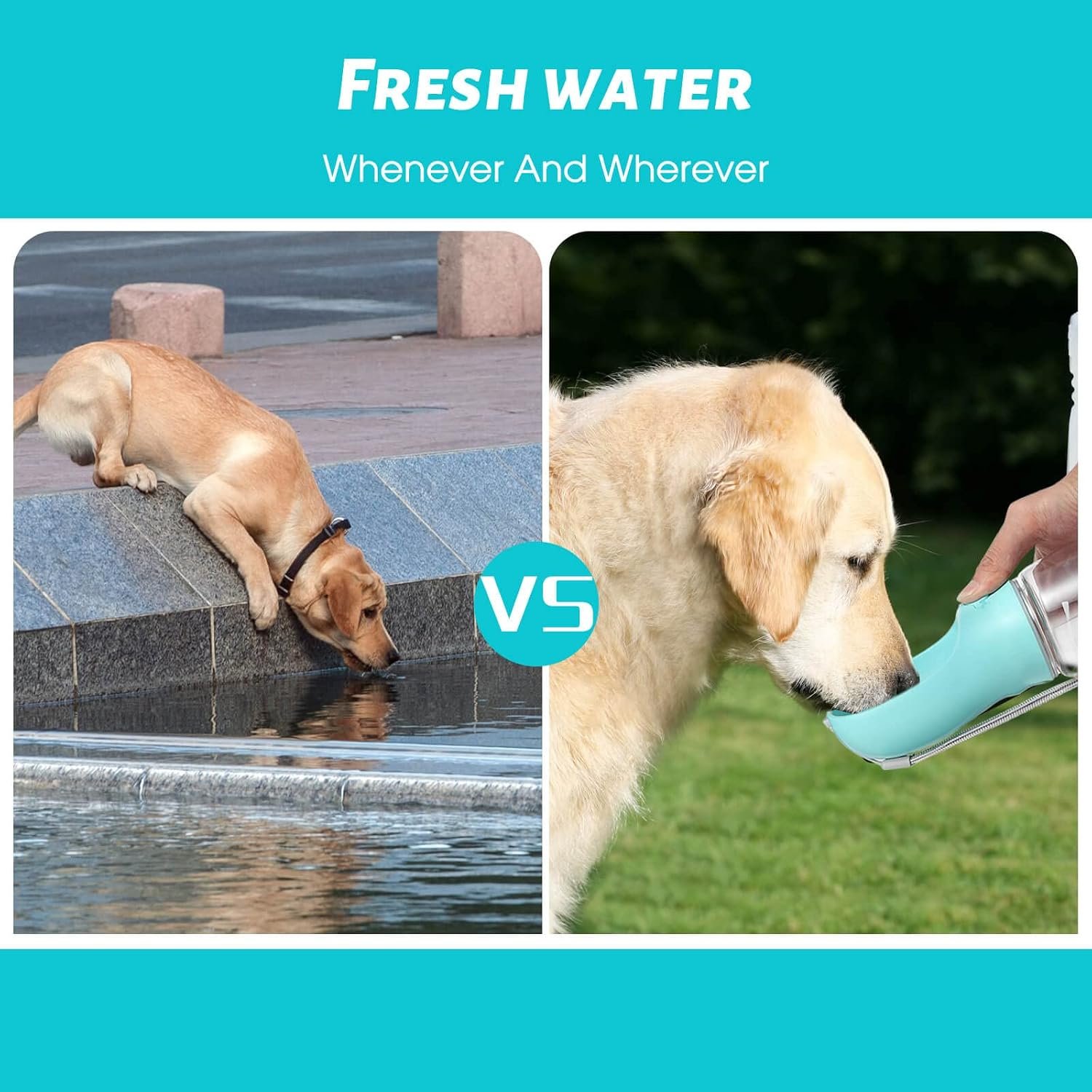 Kalimdor Dog Water Bottle, Leak Proof Portable Puppy Water Dispenser with Drinking Feeder for Pets Outdoor Walking, Hiking, Travel, Food Grade Plastic (19oz Blue) - Image 5