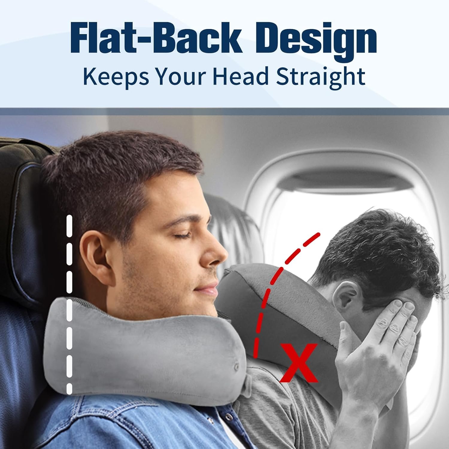 Cirorld Neck Pillow for Traveling, Travel Pillows for Airplanes Grey | 100% Memory Foam Travel Neck Pillow, Adjustable Flight Pillow, Portable Plane Accessories with Eye Mask, Earplugs, Carry Bag - Image 4