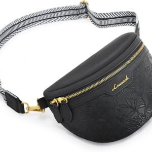 LOVEVOOK Fanny Packs for Women Cross Body, Vegan Leather Belt Bag for Women, Waterproof Sling Purse Fashion Waist Pack Designer Chest Bum Bag with Boho Style Strap