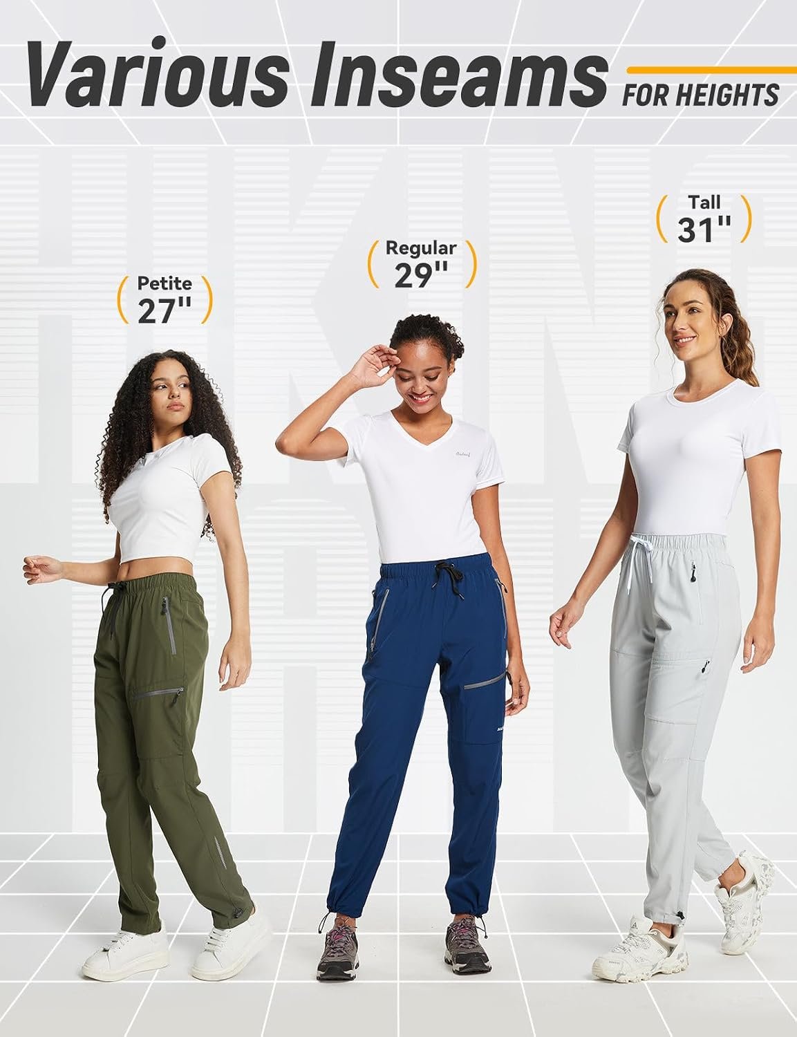 baleaf Women's Hiking Pants Quick Dry Lightweight Water Resistant Elastic Waist Cargo Pants for All Seasons | Petite/Reguar/Tall sizing, Secure Zip Pockets, Water Resistant,breathable Cargo Pants for Travel Camping - Image 8