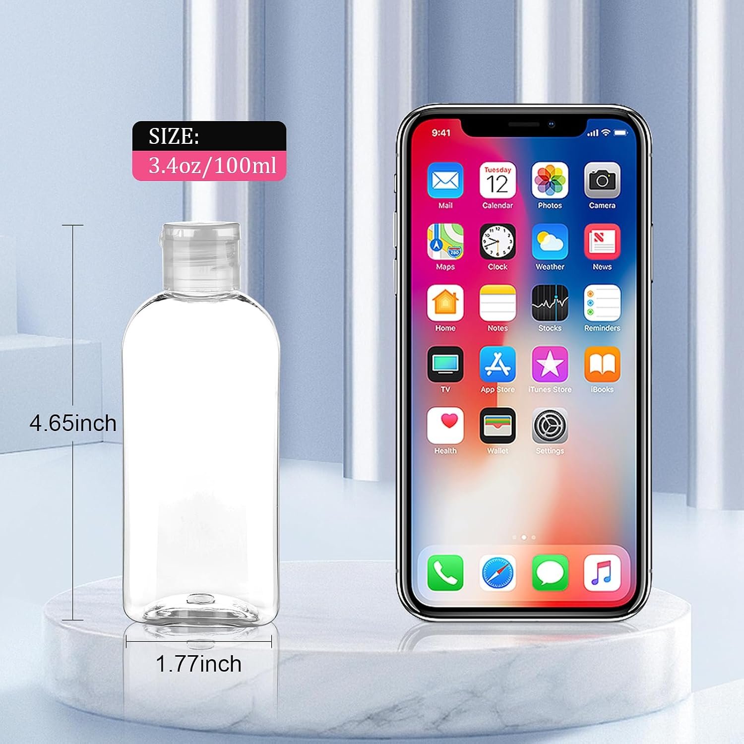 Travel Bottles for Toiletries 5-Pack Squeeze Bottle with Flip Caps | Refillable Leak Proof TSA Approved 3.4oz/100ml Small Bottles for Shampoo, Conditioner, Lotion and Cosmetics - Image 4