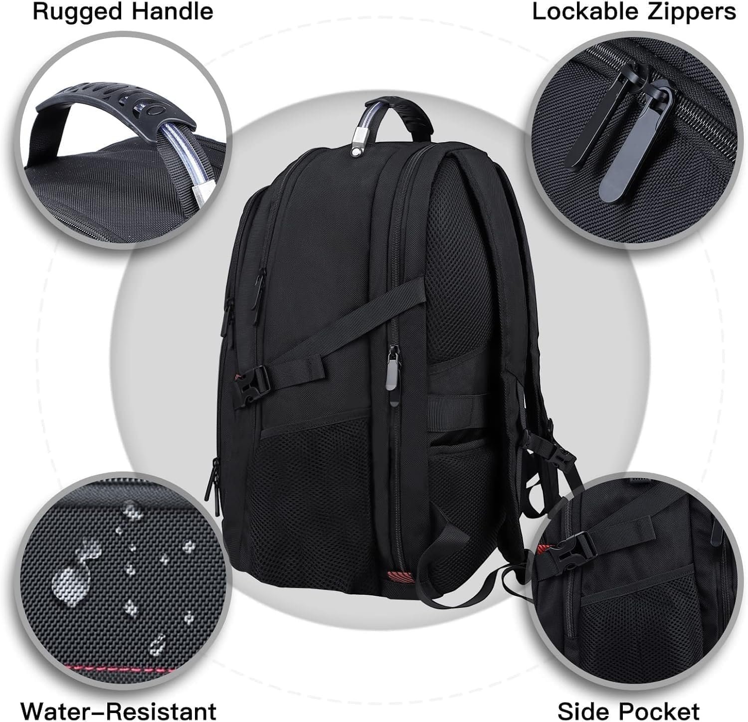 ANTERK Extra Large Travel Laptop Backpack 17.3 In Carry on Backpack for Men | Travel Backpack Anti Theft Water Resistant College Bussiness TSA Airline Approved Work Computer Backpack, Black - Image 3