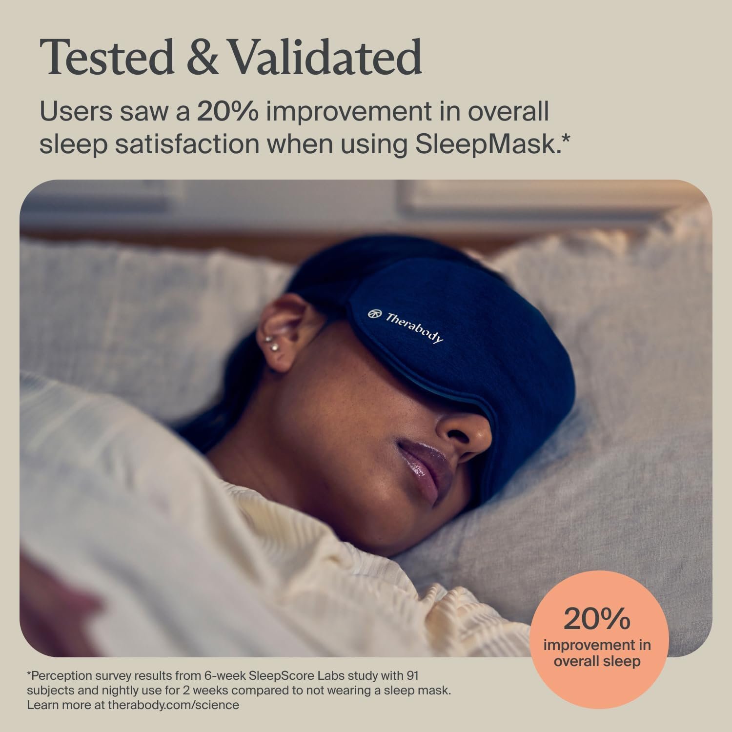 TheraGun Therabody Sleep Mask Ultra-Comfortable, 100% Blackout Sleep Eye Mask with Gentle Eye Massager Vibration for Stress Relief, Headache Relief & Self Care - Facial Massager for Women & Men - Image 4