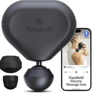 TheraGun Therabody Mini 3rd Gen Massage Gun | Travel Essential, Black | Ultra-Portable Percussion Massager for Recovery Anywhere | Bluetooth, 3-Speed, 1-Button Control, Muscle & Tension Relief