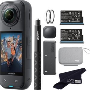 Insta360 X5 Essentials Bundle-8K Waterproof 360 Action Camera|Bundle Includes Selfie Stick, Extra Battery, Utility Fast Charge Case, Standard Lens Guards, Lens Cap, Carry Case(No Card)