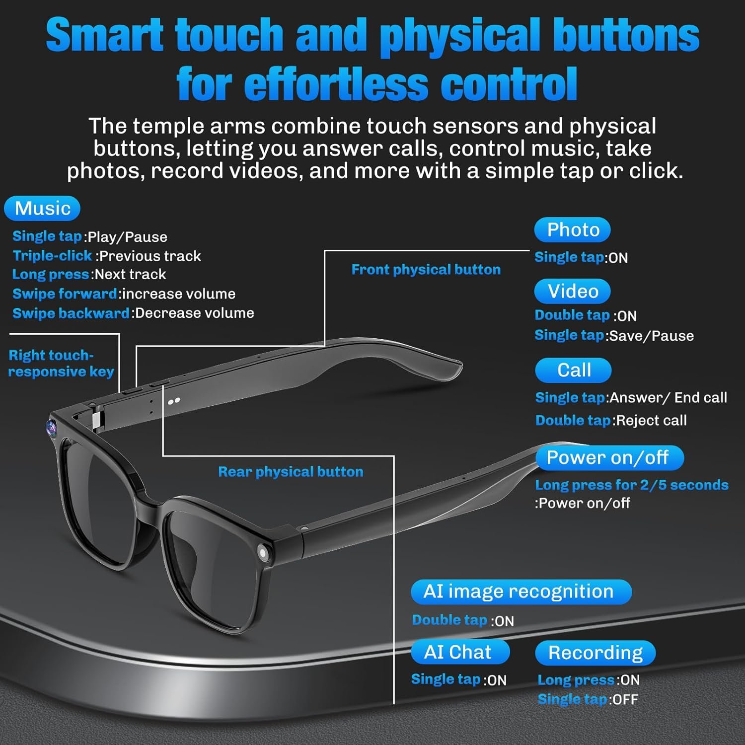 AI Smart Glasses with Camera, 4K HD Video & Photo Capture, Real-Time Translation, Recording Glasses with AI Assistant, Open-Ear Audio, Object Recognition, Bluetooth, for Travel (Transparent Lens) - Image 7