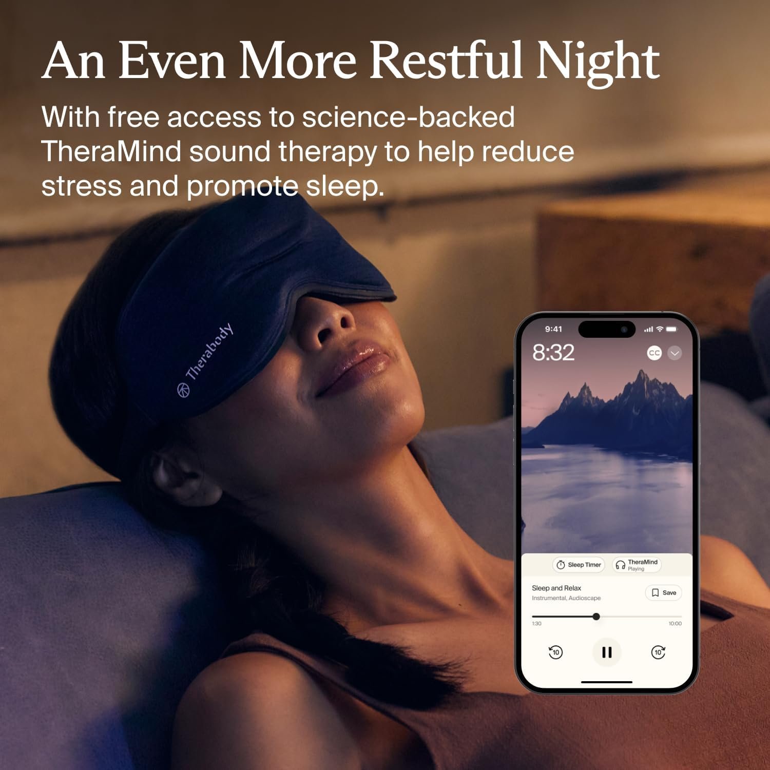 TheraGun Therabody Sleep Mask Ultra-Comfortable, 100% Blackout Sleep Eye Mask with Gentle Eye Massager Vibration for Stress Relief, Headache Relief & Self Care - Facial Massager for Women & Men - Image 9