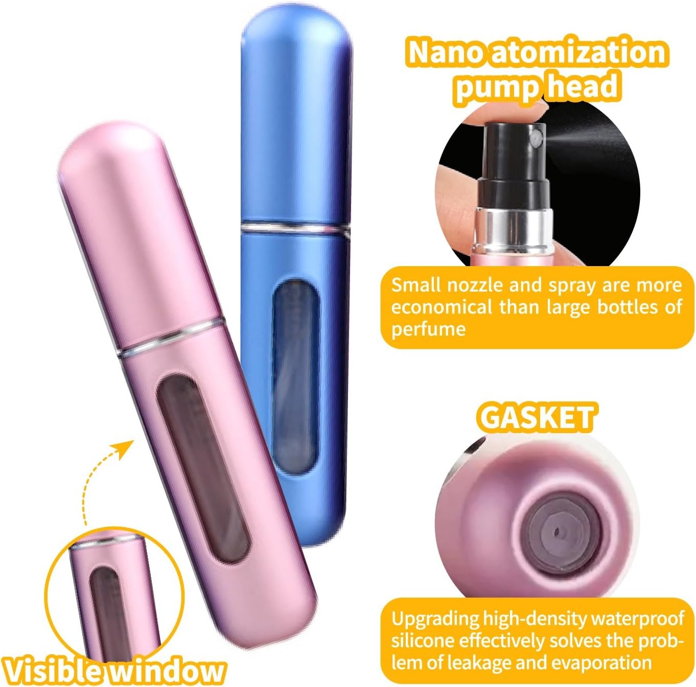 Perfume Travel Refillable Bottle,Leak-Proof,Travel Essentials for Women/Men | 6color 5ml Mini atomizer portable spray,aluminum shellleak-proof design,easy bottom-fill pump,Travel&Cruise Essentials - Image 4