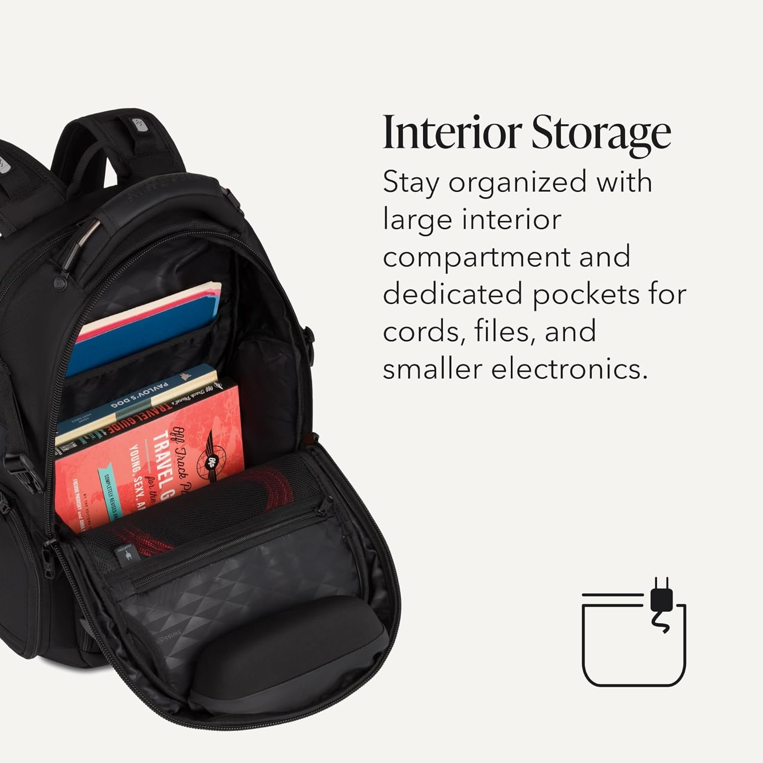 SwissGear Travel Tech Elite Laptop Backpack – Fits Laptops up to 16” – ScanSmart TSA-Friendly Backpack with USB Port, Shoe Compartment & Organizer Pockets – Black - Image 5