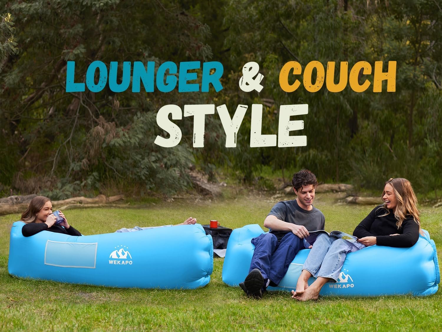 WEKAPO Inflatable Couch Air Lounger Chair - Camping & Beach Accessories, Portable Blow up Sofa for Hiking, Lawn, Indoor/Outdoor Movies & Music Festivals. Lightweight and Easy to Set Up Air Hammock - Image 7