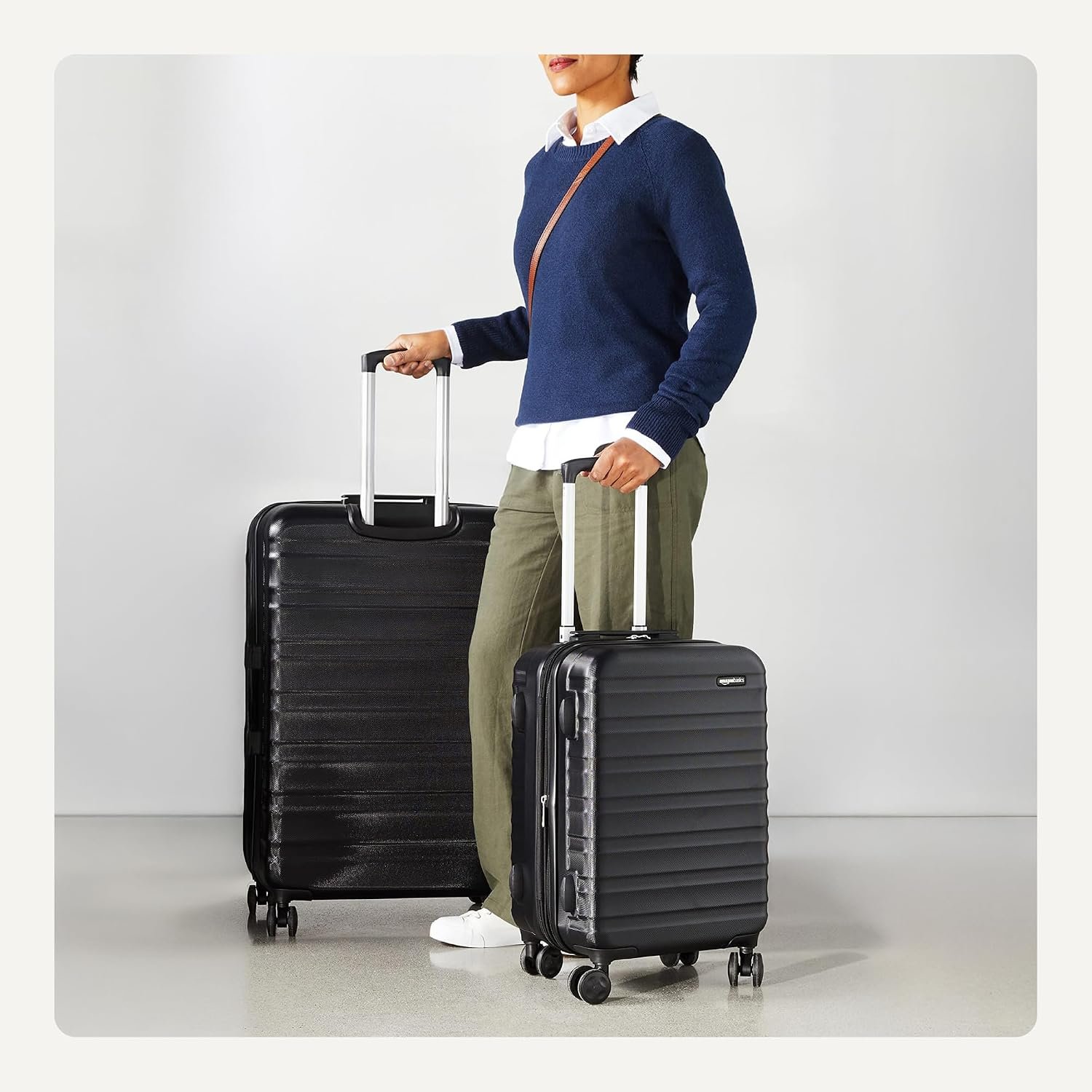 Amazon Basics 2-Piece Hardside Luggage Set (21" Carry-on, 30"), Expandable Suitcases with Spinner Wheels, Scratch-Resistant Surface, Black - Image 3