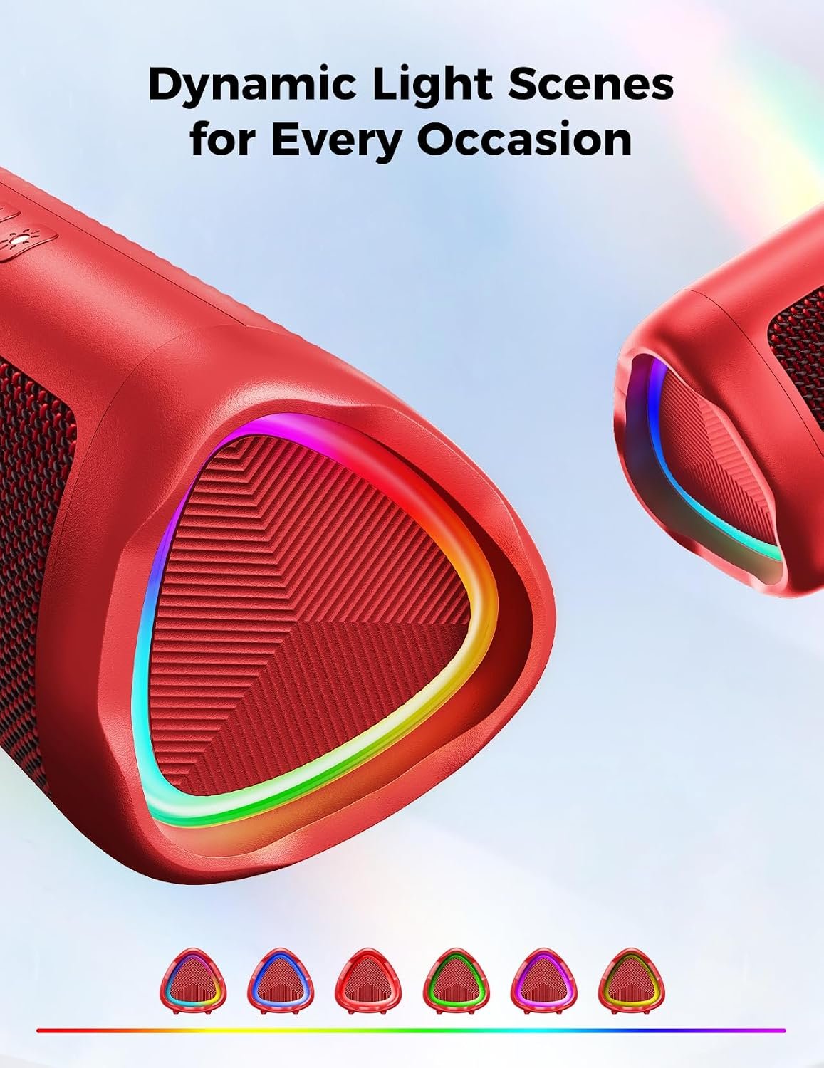 Bluetooth Speaker, 20W HD Sound, Portable Wireless, IPX5 Waterproof, Up to 24H Playtime, TWS Pairing, for Home/Party/Outdoor/Camping/Beach Essentials, Electronic Gadgets, Birthday Gift (Red) - Image 3