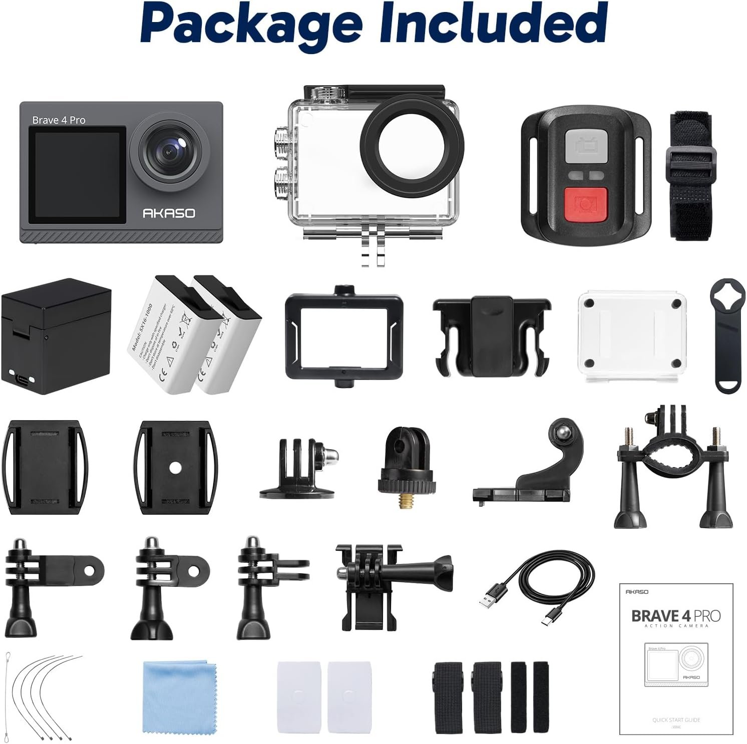 AKASO Brave 4 Pro Action Camera 4K 30fps Waterproof Underwater Camera | 20MP, EIS, 5X Zoom, Slow Motion, Touch Screen, Ultra Hd Sport Camera for Snorkel, Travel, Bicycle, Helmet Accessories Kit - Image 9