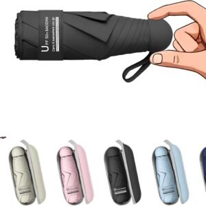 BAODINI Mini Travel Umbrella with UV Sun Protection, Compact Pocket-Size | 8.6 oz Lightweight, Small Portable for Sun & Rain, Fit Purse & Backpack, Travel essentials for Disney & European Trip